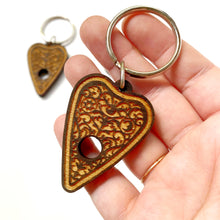 Load image into Gallery viewer, Engraved Wood Ouija Planchette Keychain
