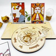 Load image into Gallery viewer, Bumblebee Sacred Geometry Tarot and Pendulum Board