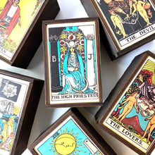 Load image into Gallery viewer, Full Color Wood Major Arcana Tarot Card Stash Box - Hello Violet