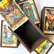 Load image into Gallery viewer, Full Color Wood Major Arcana Tarot Card Stash Box - Hello Violet