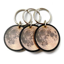 Load image into Gallery viewer, Full Moon Wood Keychain
