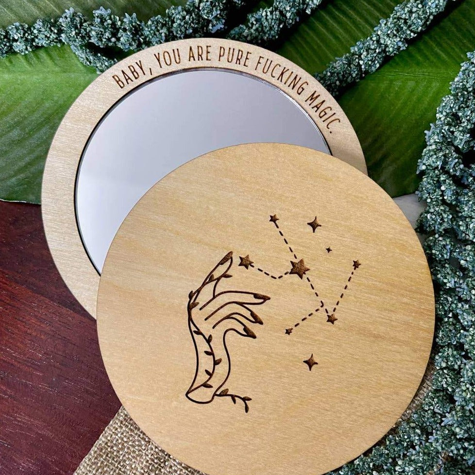 You Are Pure F*cking Magic Wood Hand Mirror
