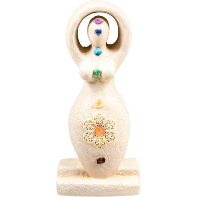 Seven Chakra Stones Goddess Cement Figurine - Hello Violet