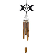 Load image into Gallery viewer, Triple Moon Pentacle Bamboo Windchime
