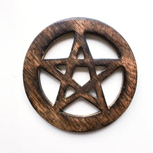 Load image into Gallery viewer, Wooden Pentacle Altar Tile - Hello Violet
