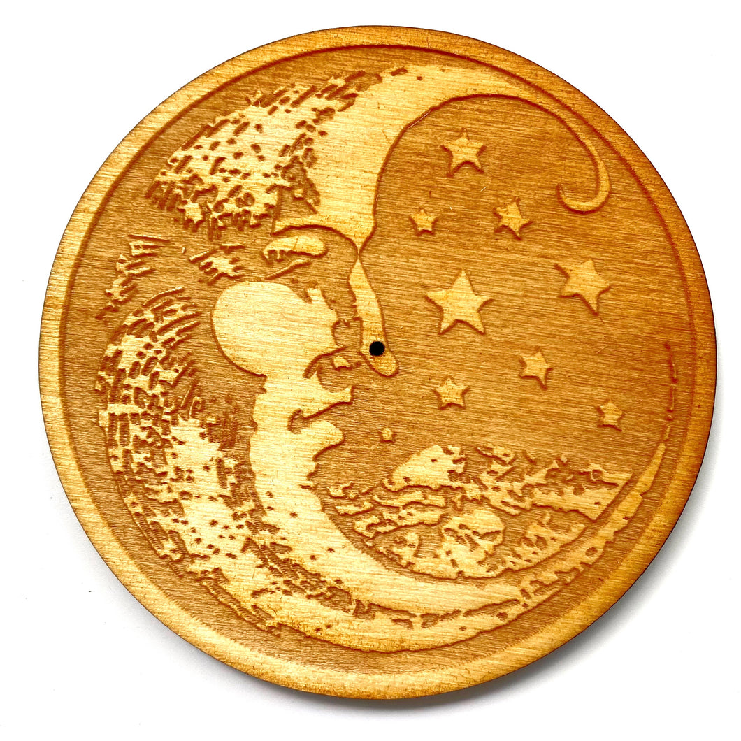 Engraved Moon Wood Incense Burner