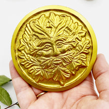 Load image into Gallery viewer, Green Man Brass Wall Plaque | Altar Tile
