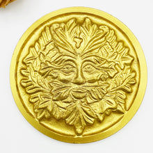 Load image into Gallery viewer, Green Man Brass Wall Plaque | Altar Tile
