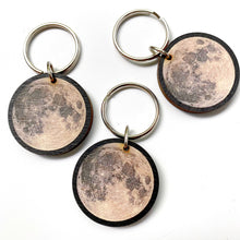 Load image into Gallery viewer, Full Moon Wood Keychain
