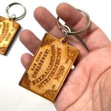 Load image into Gallery viewer, Engraved Wood Ouija Board Keychain

