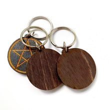 Load image into Gallery viewer, Engraved Wood Pentacle Keychain
