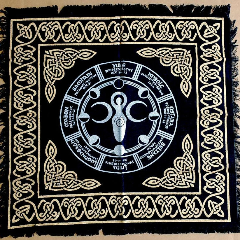 Pagan Wheel of the Year Calendar Triple Moon Goddess Altar Cloth 24